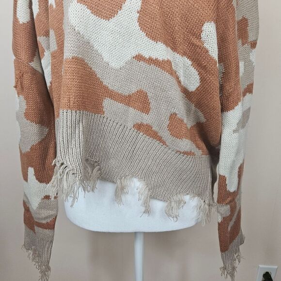 NWT Polly & Esther Sweater. Brown & Cream Sz Sm - Picture 4 of 10